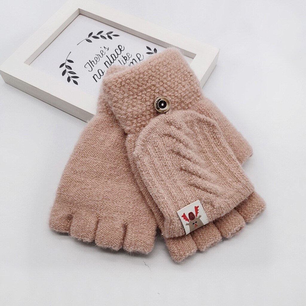 Children Kids Winter Warm Knitted Convertible Flip Top Fingerless Mittens Gloves About Suit for over 12 Years kids: PK