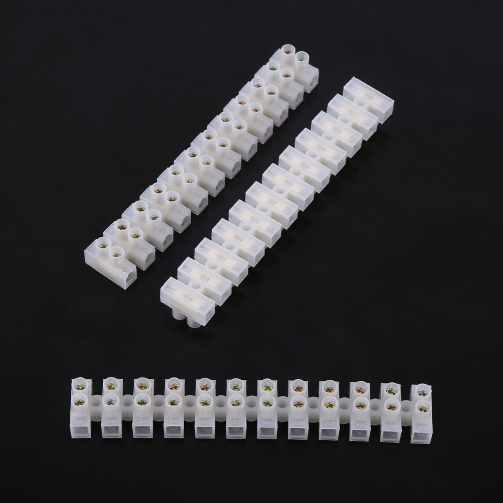 10 Stuks Barrier Terminal Blokken 360V 10A Dual Rij Schroef Terminals 12 Manier Strip Blok Voor Elektrische Bedrading Draad connector Strips