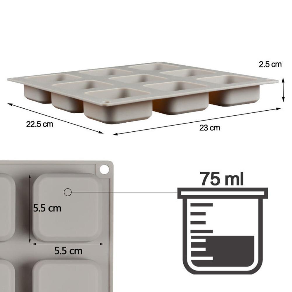 Molde de jabón para hacer moldes de silicona DIY 9 herramienta de moldes cuadrados hechos a mano moldes de silicona para jabones artesanales 2