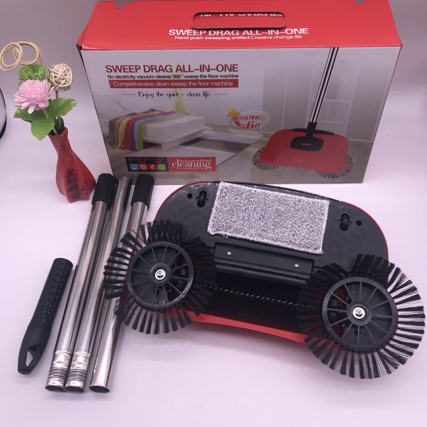 Huishoudelijke Schoonmaakmiddelen Machine Hand Push Automatische Veegmachine Bezem 360 Roterende Bezem & Blik & Prullenbak Cleaner Zonder Elektriciteit
