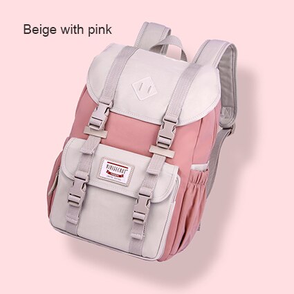 VIVISECRET Multifunctionele Vrouwen Rugzak canvas laptop rugzak schooltas voor tiener meisjes reizen Rugzak: beige pink