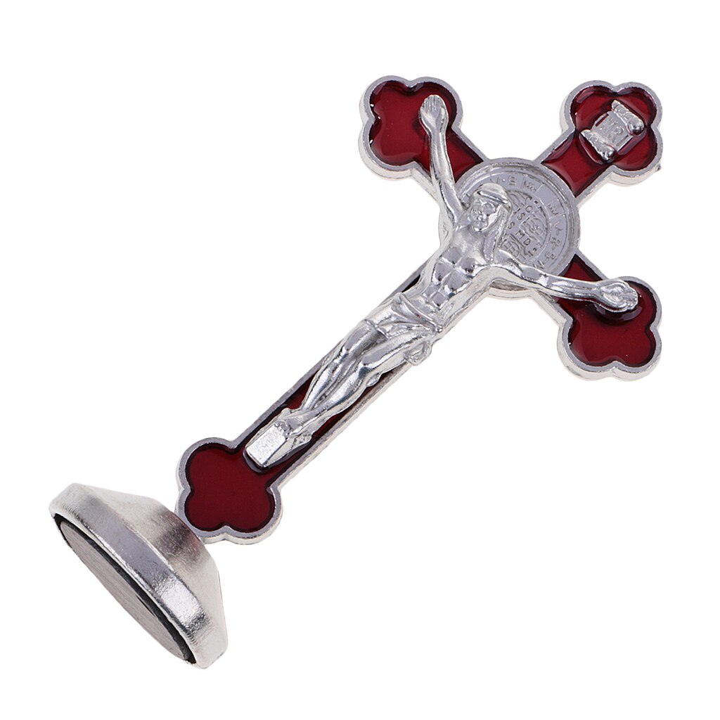 3 tums krucifix modell jesus figur metallstaty med magnetisk bas, katolska kristna dekorationer