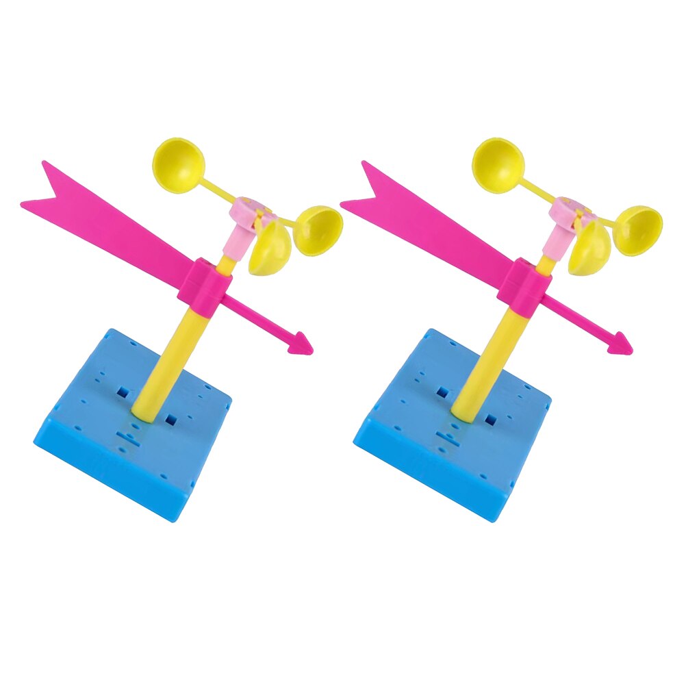 2 Sets DIY Hand-made Anemometer Wind Vane Wind Measurement for Children: Default Title