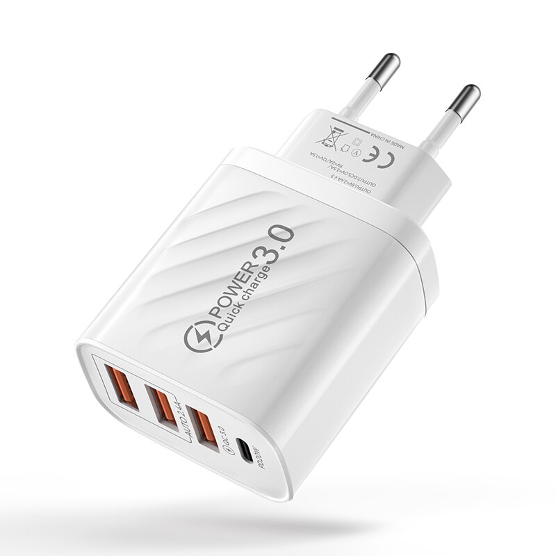 Ładowarka USB 48W szybka ładowarka 4.0 3.0 PD 30W ścienna ładowarka do telefonu iPhone 13 12 11 Xiaomi szybka ładowarka USB typu C: White EU