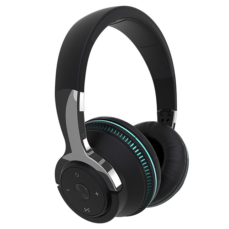 Auriculares inalámbricos H2 con Bluetooth, cascos plegables con iluminación colorida, soporte para Bluetooth/AUX, con cable/reproducción de tarjetas: Black