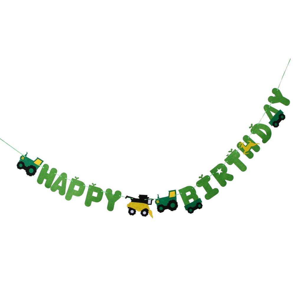 Happy Birthday Letters Tractor Car Felt Banner Garland Sign Hanging Decor