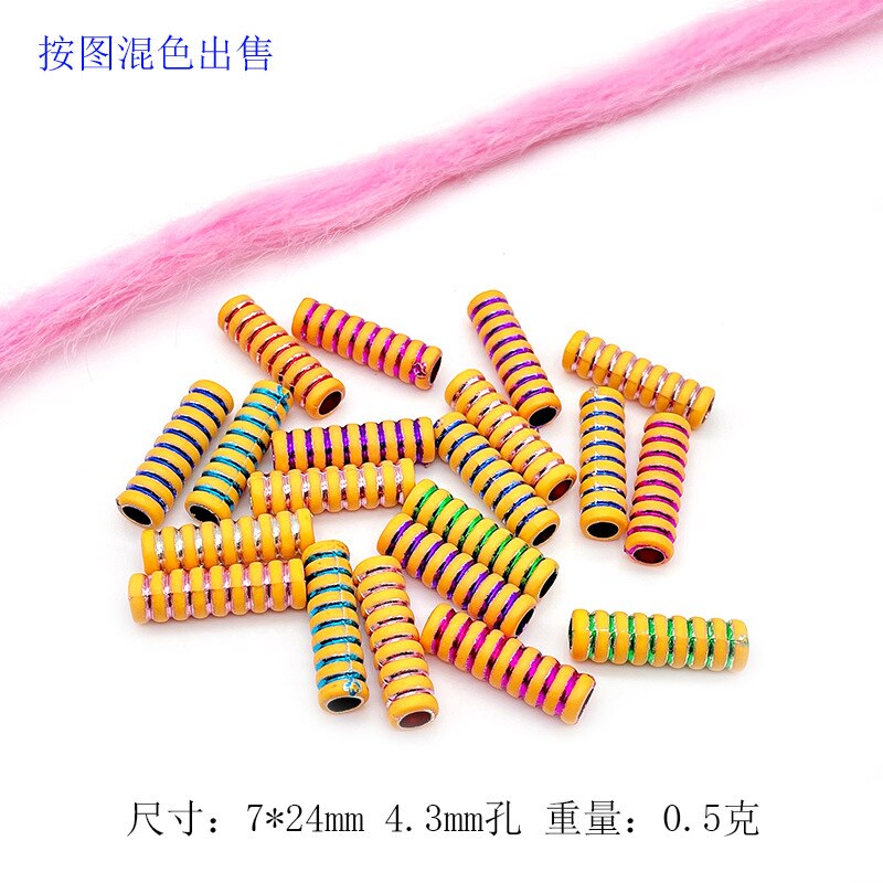 20 Stks/zak 14 Stijl Kleurrijke Big Hole Vintage Geschilderd Plastic Kralen Afrikaanse Haar Ringen Reggae Gevlochten Dreadlock Accessoires: L1080-5