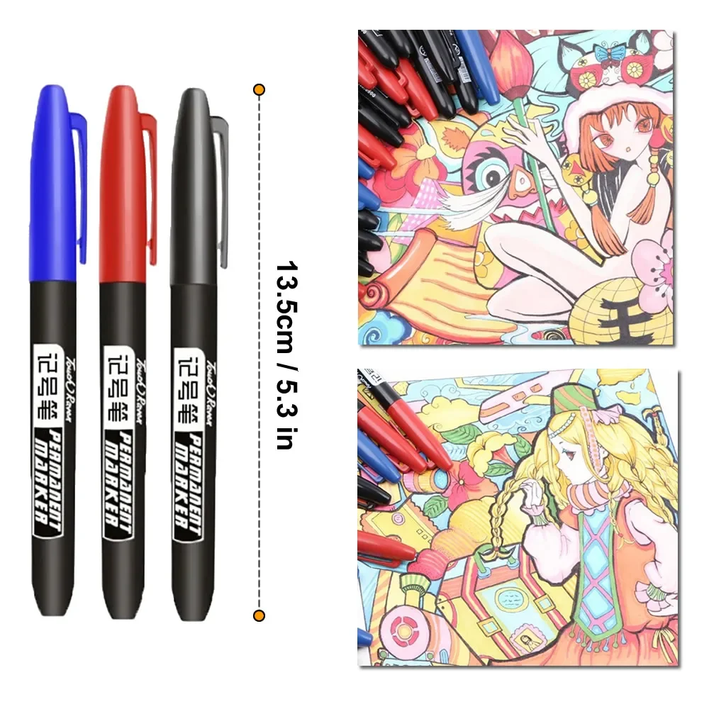 1/6/9/20PCS Permanent Marker Pen Manga Drawing Markers Black Blue Red Waterproof Ink Sketch Pens Stationery Art School Supplies