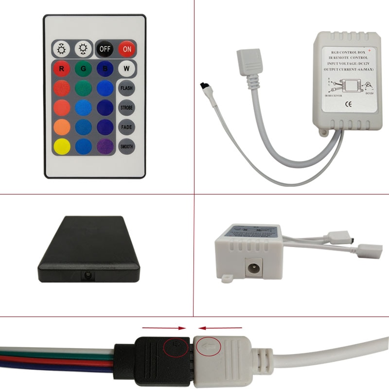 goolook IR 44keys Remote Controller Box Dimmer RGB 24keys Controller For 5050 3528 LED strip DC12V Double Door Output