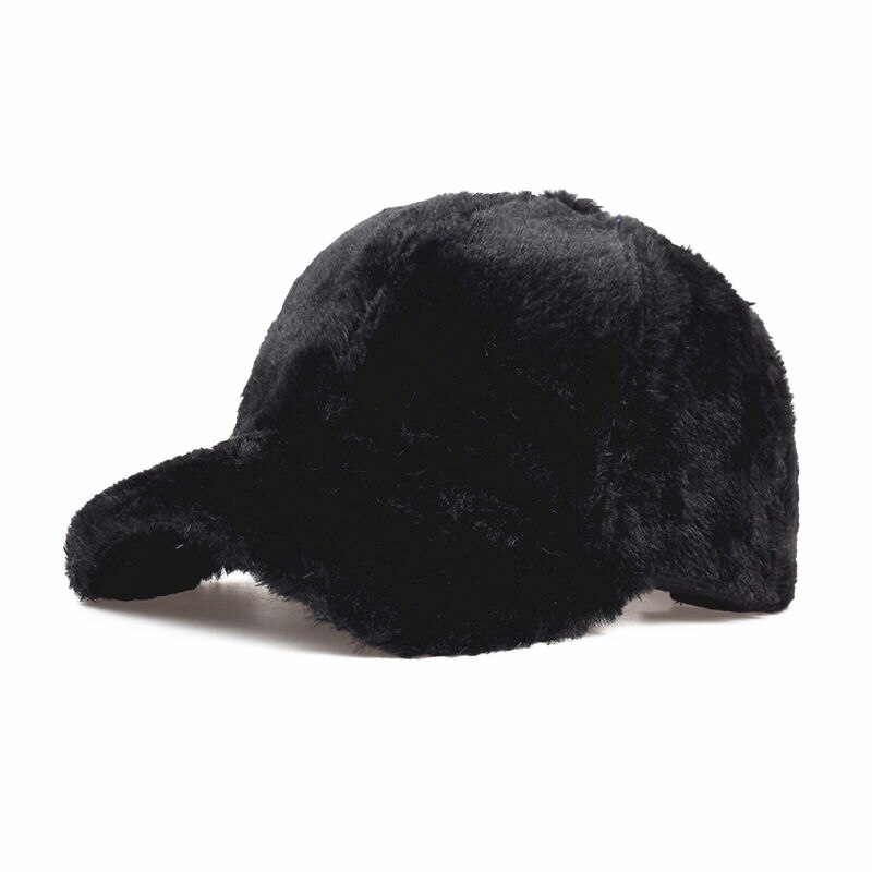 Sombrero cálido para mujer, gorra de béisbol de piel ajustable, sombrero snapback, sombreros deportivos de Exteriores, gorras casuales para mujer, Otoño Invierno: Black