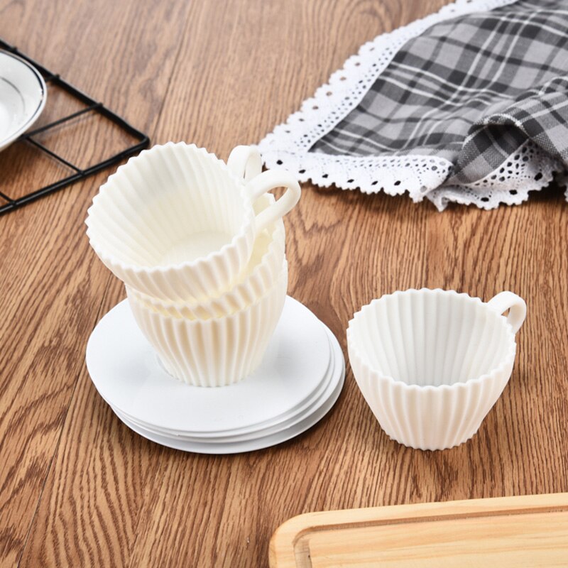 Spot siliconen bakvorm theekopjes met schoteltjes cupcakevorm theeservies herbruikbare cupcakevormen beste prijs