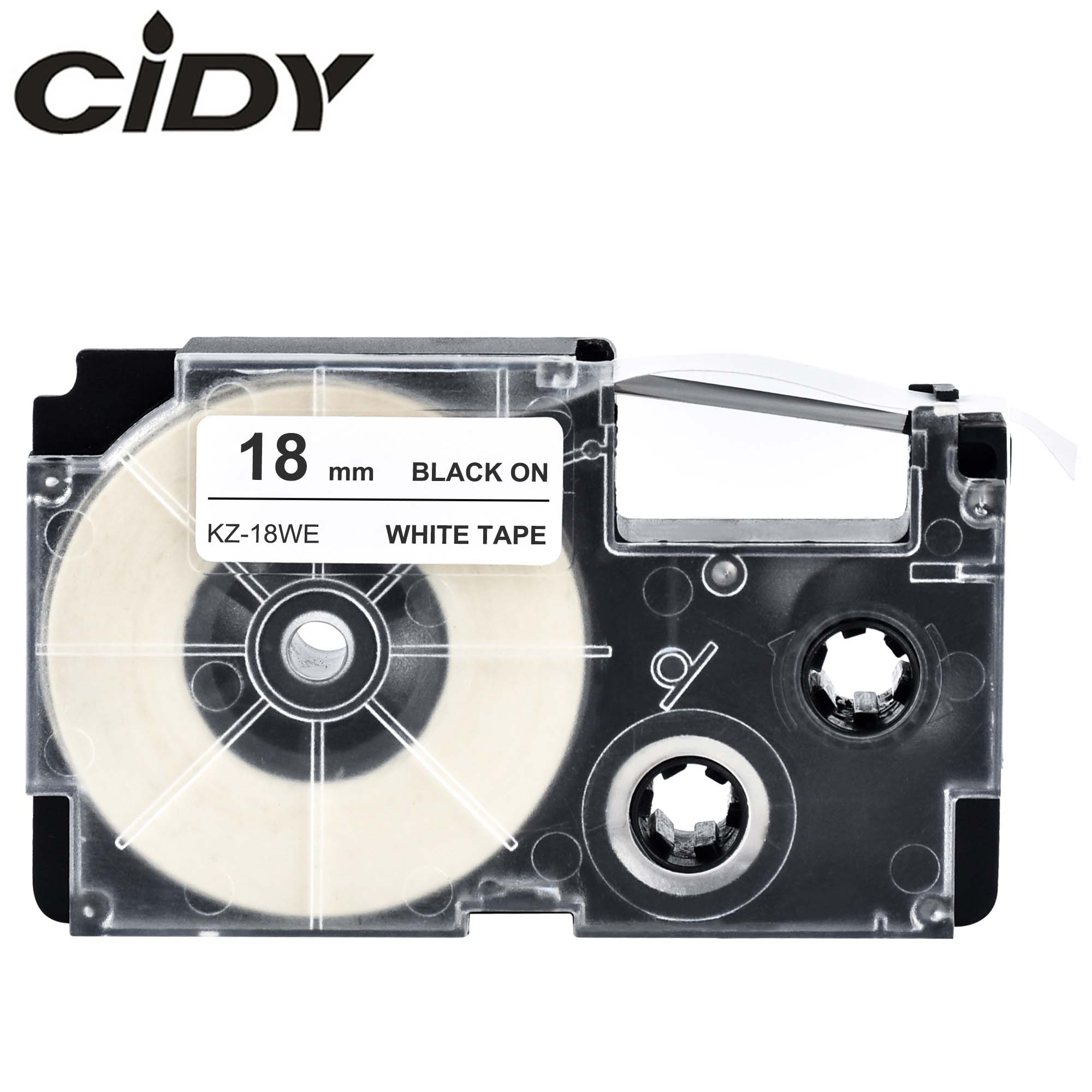 CIDY XR18WE Compatible Label Tape XR-18WE XR 18WE Casio Black on White 18mm label ribbon for KL-60-L KL-120 KL-750 label maker: 18mm black on white