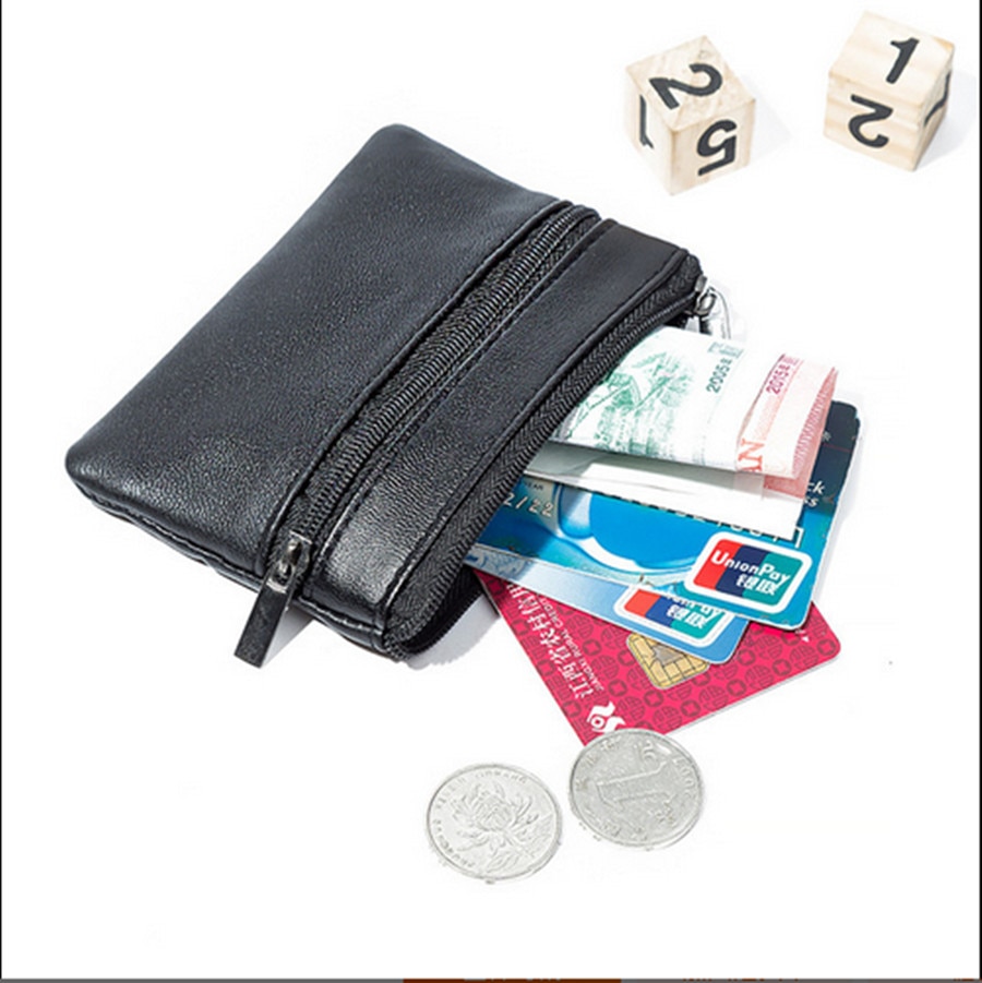 Men's Leather Mini Coin Purse Casual Waterproof Multi-Zip Waist Bag Faux Leather Key Case