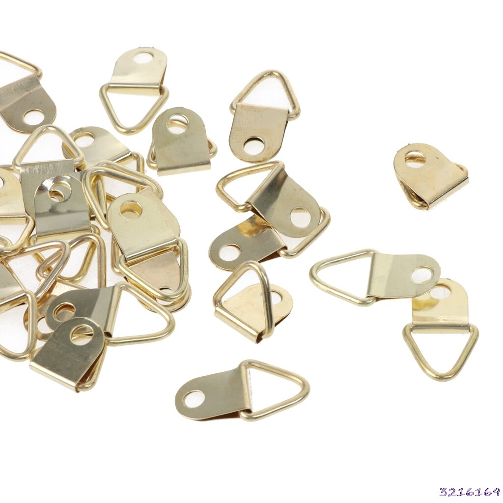100 stk guld lille d-ring billede bøjle med skruer ramme trekant ring bøjler