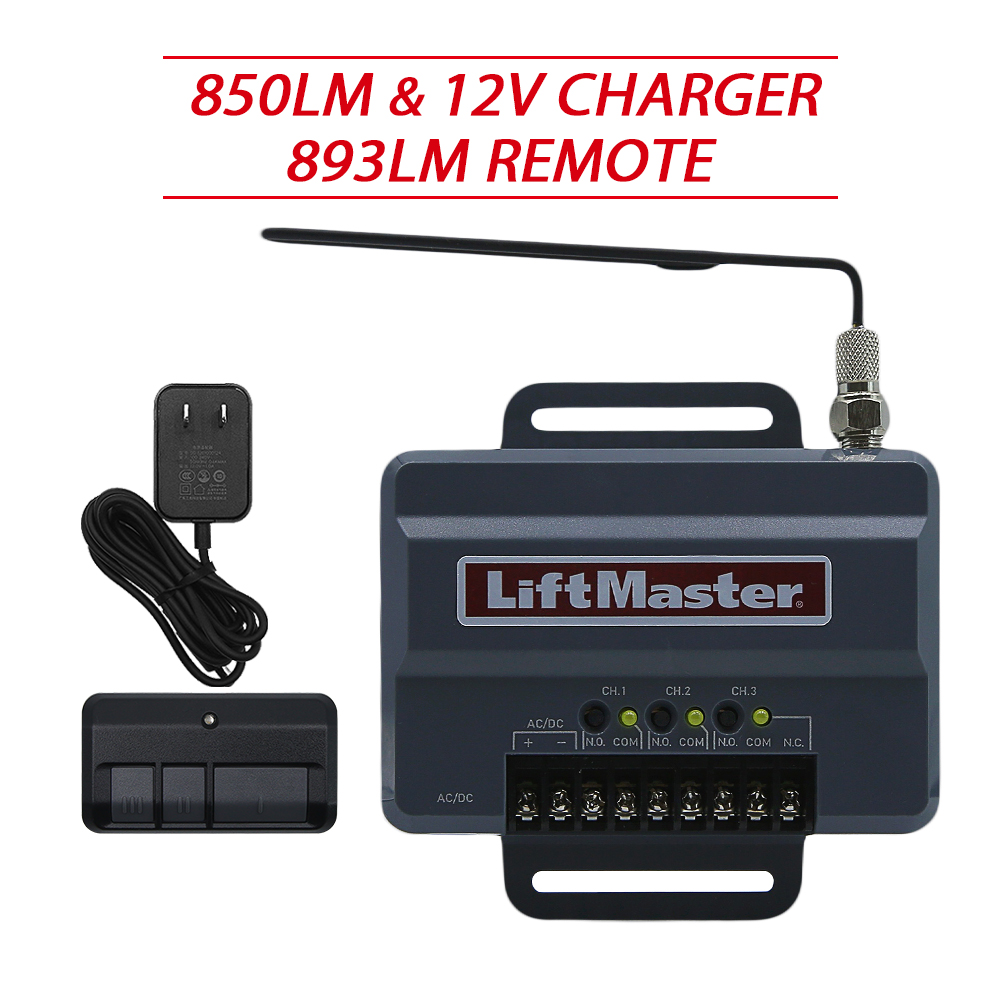 Universele Liftmaster 850LM poort- en garagedeuropener Ontvanger met 12V oplader en afstandsbedieningen, Compatibel met 811lm,893lm: Paars