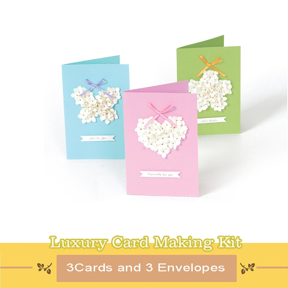 Eno Greeting Paper 3D Card Kit Wedding Valentine DIY Complete Scrapbooking Card Kit 3 blank Cards with Envelopes