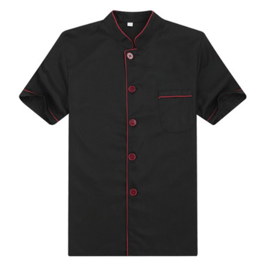 Mann Frau Koch Uniform Lebensmittel Service Kurzarm Zweireiher Atmungsaktive Bäckerei Kochen Küche Meister Hemd Spitzen Koch Jacke: Schwarz / L