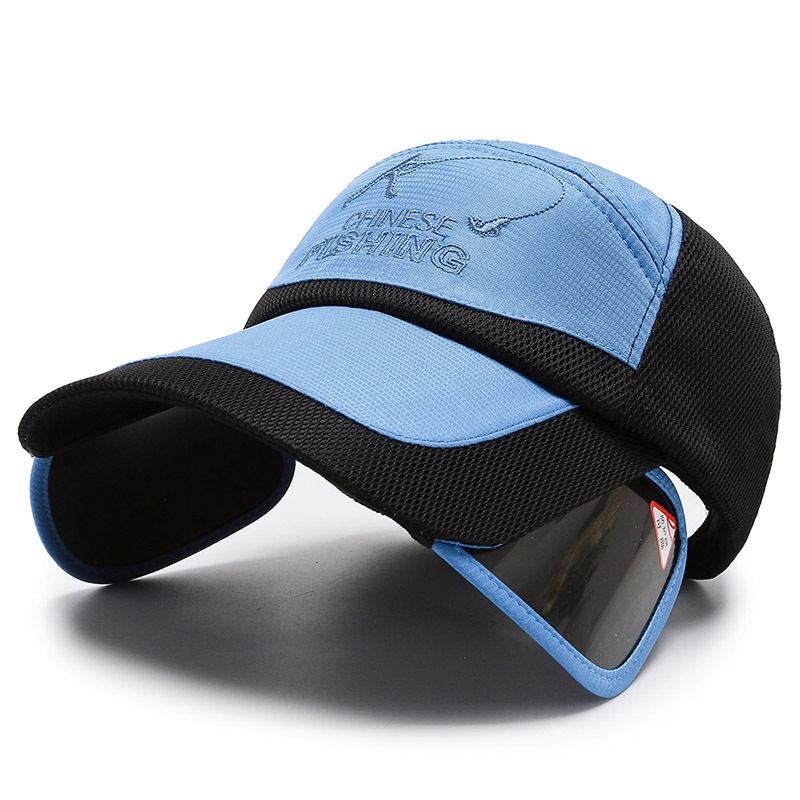 Zonnehoed Intrekbare Brede Rand Vissen Hoeden Uv-bescherming Ademend Verstelbare Baseball Cap Voor Strand Golf Hardlopen Tennis: Sky Blue