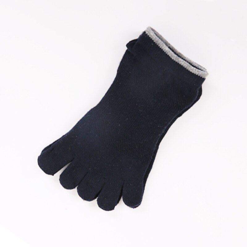 5 Paren/partij Mannen Vijf Teen Yoga Sokken Japanse Stijl Split Teen Sport Sokken Dunne Ademende Casual Active Wear Katoen Enkel sokken: navy blue