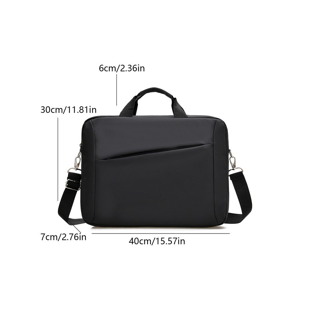 Bolso para portátil de gran capacidad para trabajo, viaje, oficina, maletines de negocios para hombre, bolso para portátil, documentos, funda de ordenador con correa: Negro