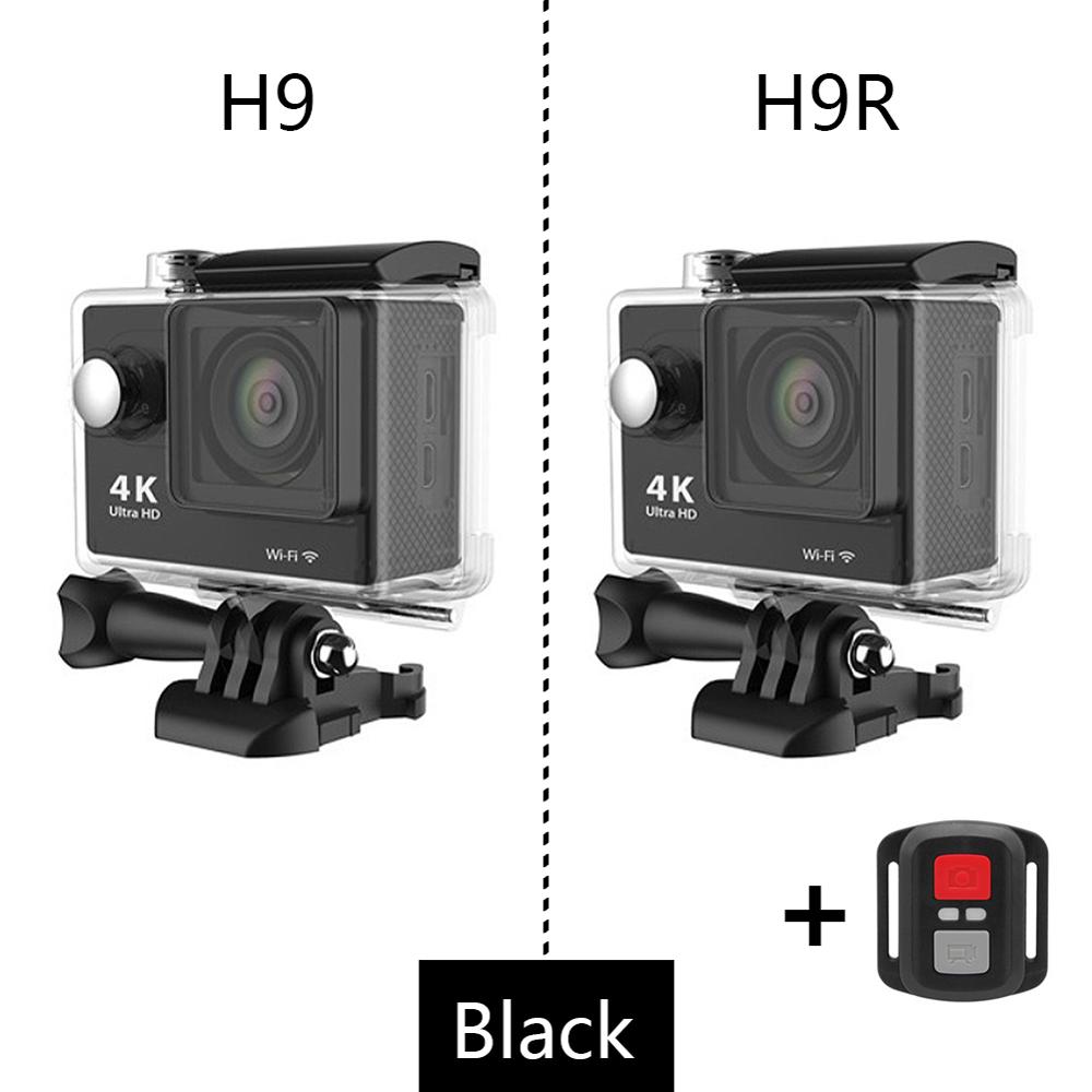 Original H9/H9R Action Camera 1080p/60fps 20MP WiFi 2.0" Ultra HD 4K Mini Helmet Cam DV Recoder WiFi Waterproof Sports Camera: Black / H9R with controller