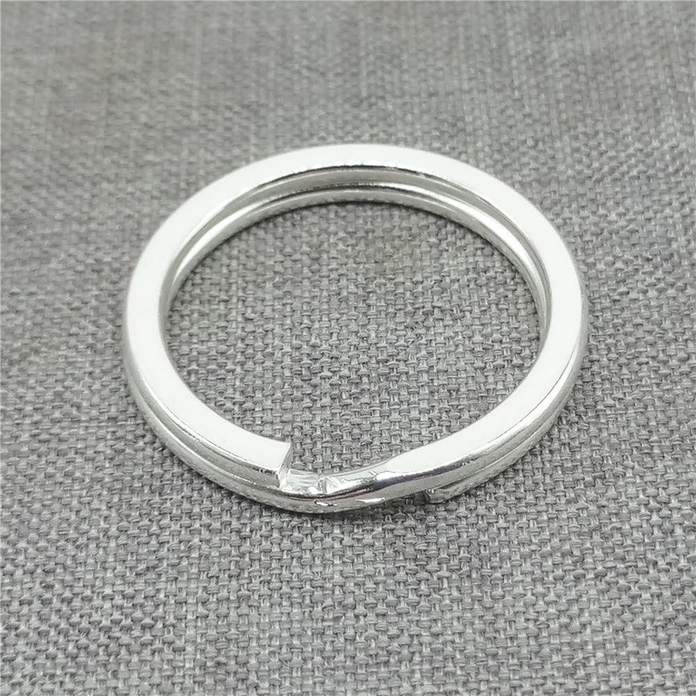 925 stora glänsande nyckelringar i sterlingsilver, delad ring för nyckelring, diameter 20mm 25mm 30mm