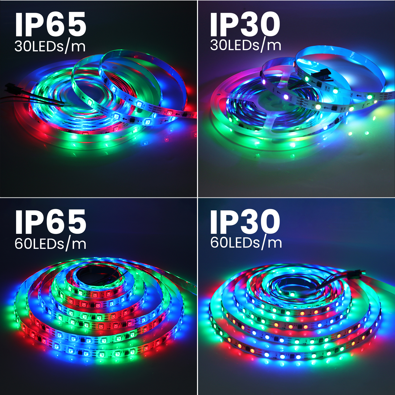 DC 12V WS2811 LED Strip SMD 5050 RGB Full Colors Addressable Led Pixel Strip Light IP21 IP65 Flexible Digital Ribbon Tape Lights
