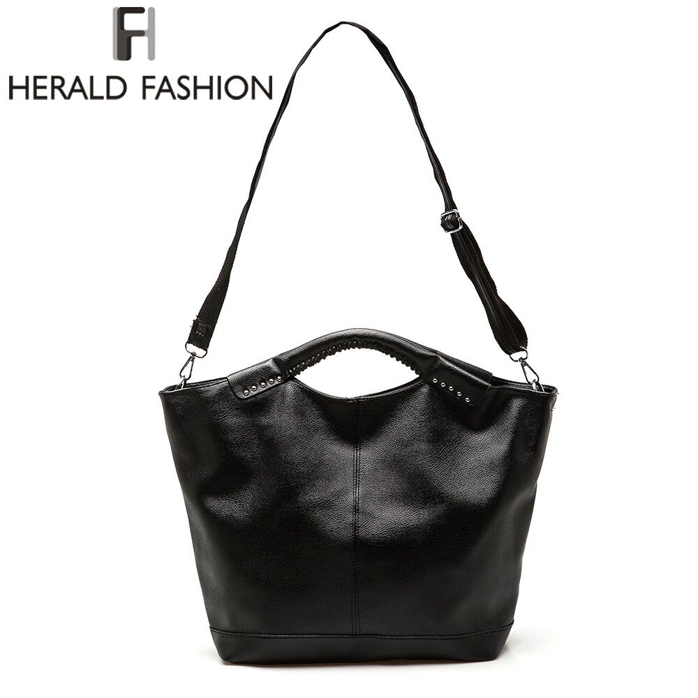 Herald Casual Hobos Bag Klinknagel Grote Capaciteit Vrouwen Totes Bag Herfst En Winter Pu Lederen Schoudertas