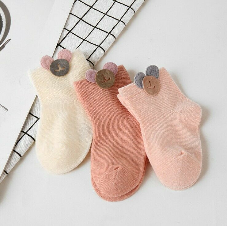 Une paire pudcoco printemps enfants chaussettes tout-petits filles 3D dessin animé cheville longueurs doux coton bébé chaussettes enfants 1-3 ans