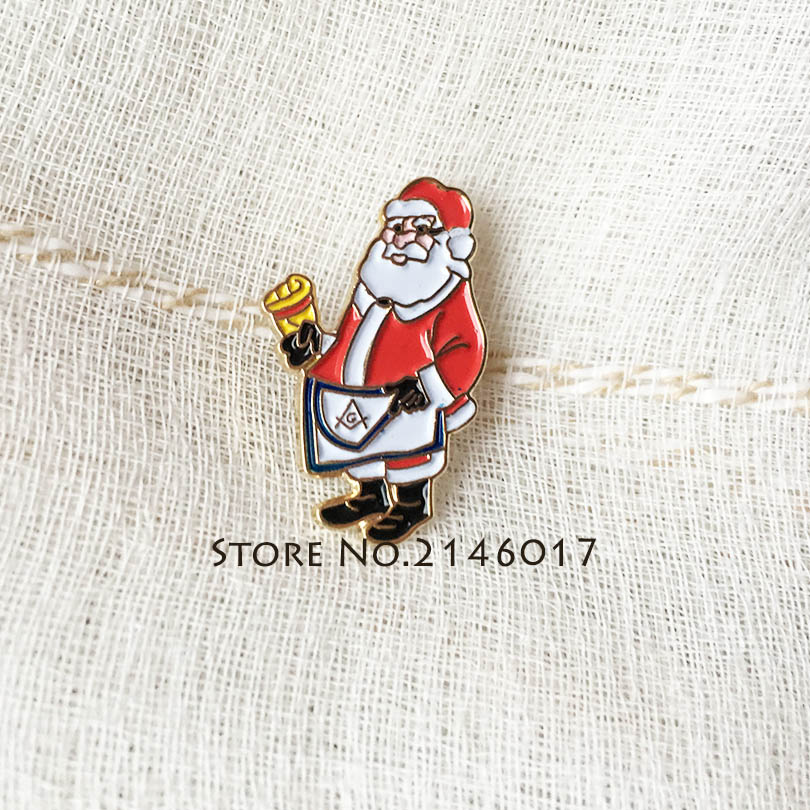 50 stks Master Schort Revers Pin Santa Vrijmetselaars Kerst Badge Mason Vrijmetselaar Cartoon Xmas Mannen Custom Emaille Metalen Pins Broche
