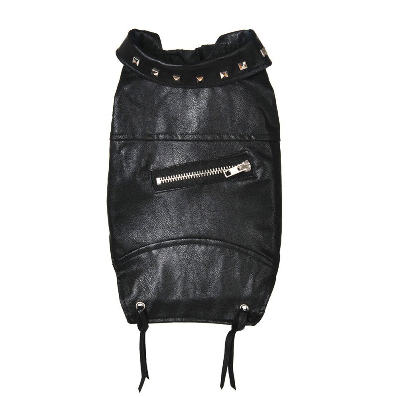 Veste en cuir à la pour chiens et chats, manteau de vêtements chauds pour animaux de compagnie, tenues pour Chihuahua, chiot, chaton, automne et hiver: Black / XS