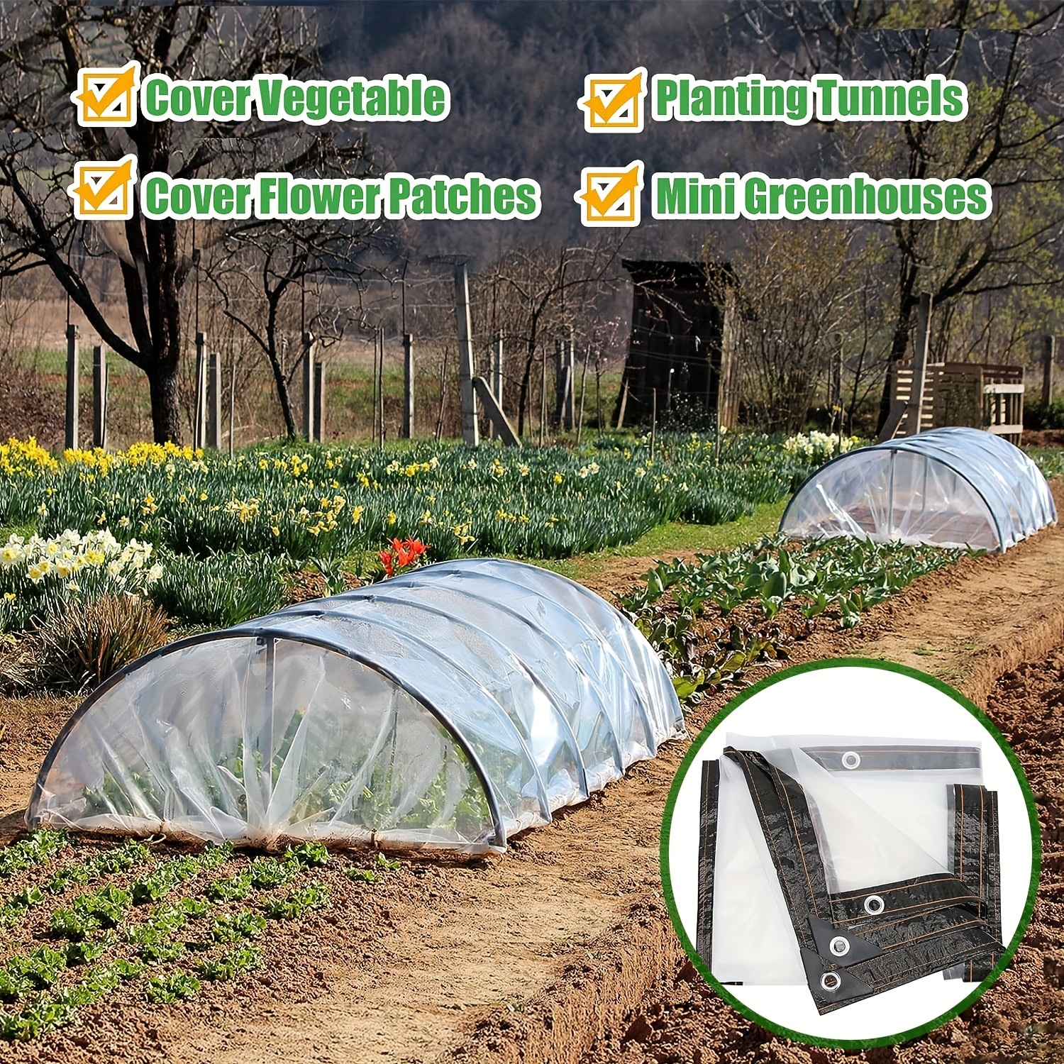 Transparant waterdicht zeildoek Zonneschermdoek Tuin Regendicht Helder Poly Tarp Kassen Plant Cover Isolatie Schuurdoek