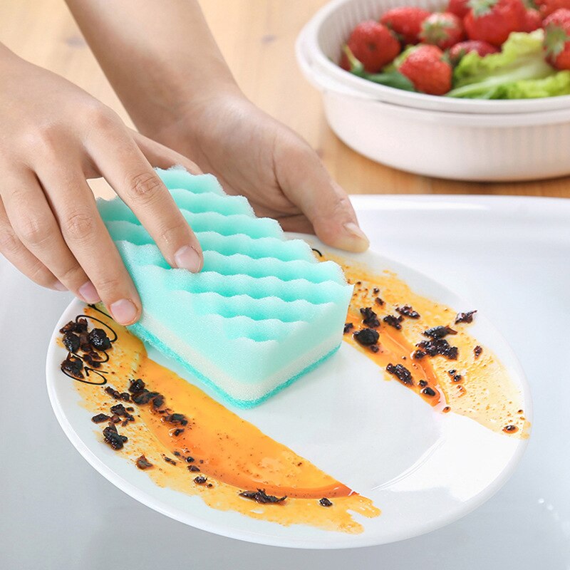 5Pcs/Set Thick Sponge Strong Decontamination Dish Washing Cloth Kitchen Cleaner Sponges Scouring Pads Kitchen Gadget
