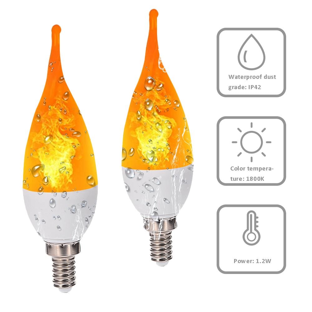 2 Pcs E14 Led Vlam Vuur Effect Gesimuleerde Natuur Gloeilamp Decor Sfeer Lamp