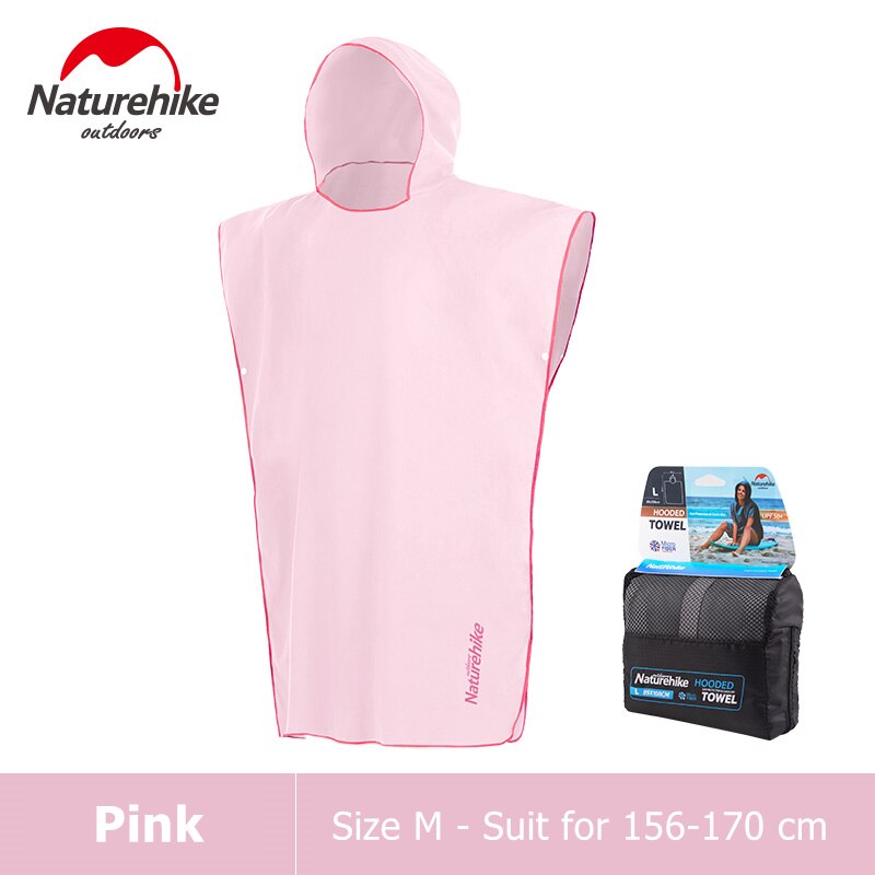 Naturehike-Toalla Poncho para Surf, traje de microfibra para cambio de Surf, Poncho para cambio de Surf, toalla de playa con capucha: Pink / Size M