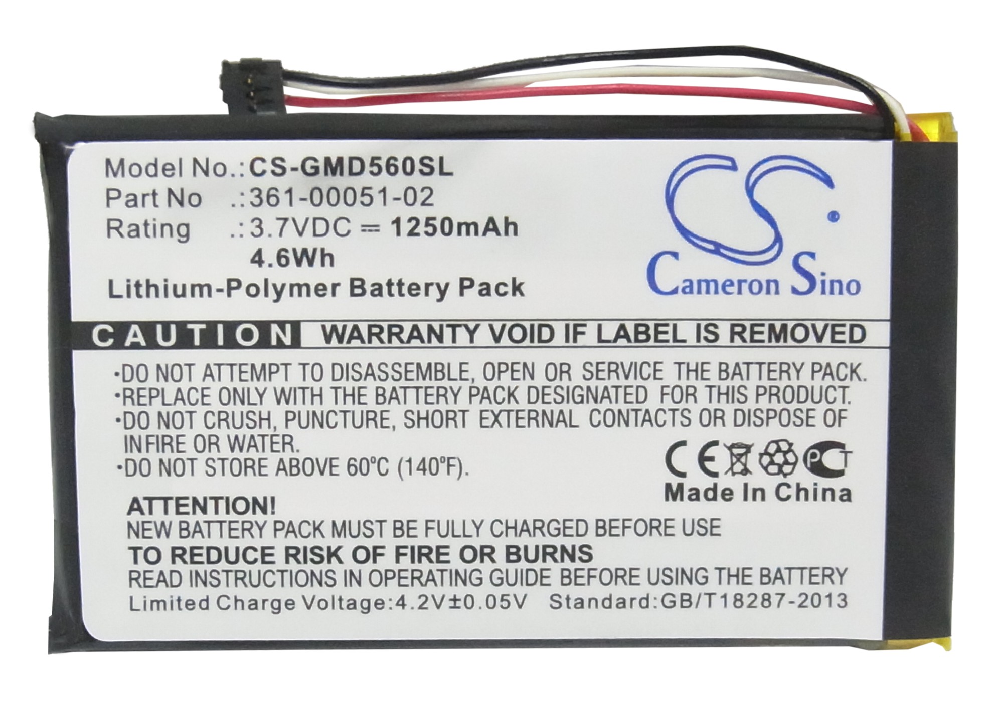 Cameron Sino 1250Mah Batterij Voor Garmin 361-00051-02 Gps, Navigator
