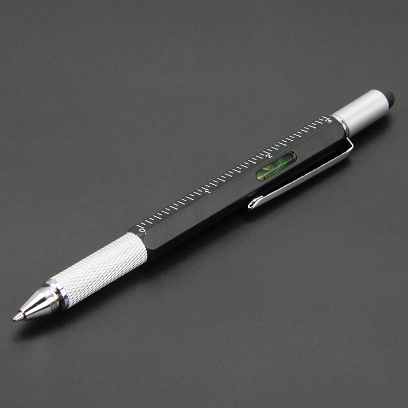 7-in-1-Multifunktions-Kugelschreiber mit modernem Handwerkzeug, messen Sie ein technisches Lineal, Schraubendreher, Touchscreen-Stift, Wasserwaage: Gelb