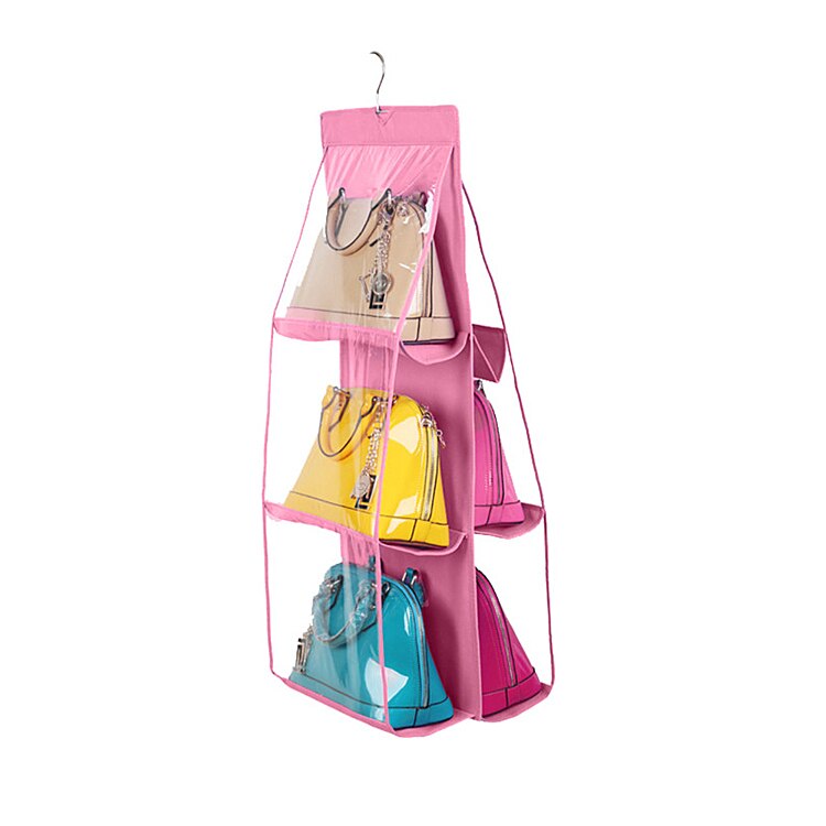 6 Pocket Handtas Opslag Opknoping Zakken Duurzaam Deur Mode Backbag Opbergtas Hoge Home Benodigdheden Kast Rek Hangers: Pink