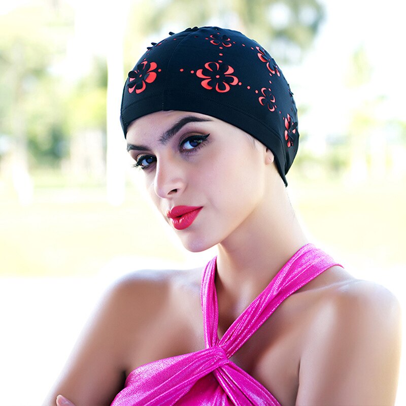 Unisex Swimming Hat Women Girls Long Hair Bathing Cap Swimming Cap Stretch Drape Free Size Swim Pool Sport Elastic Turban