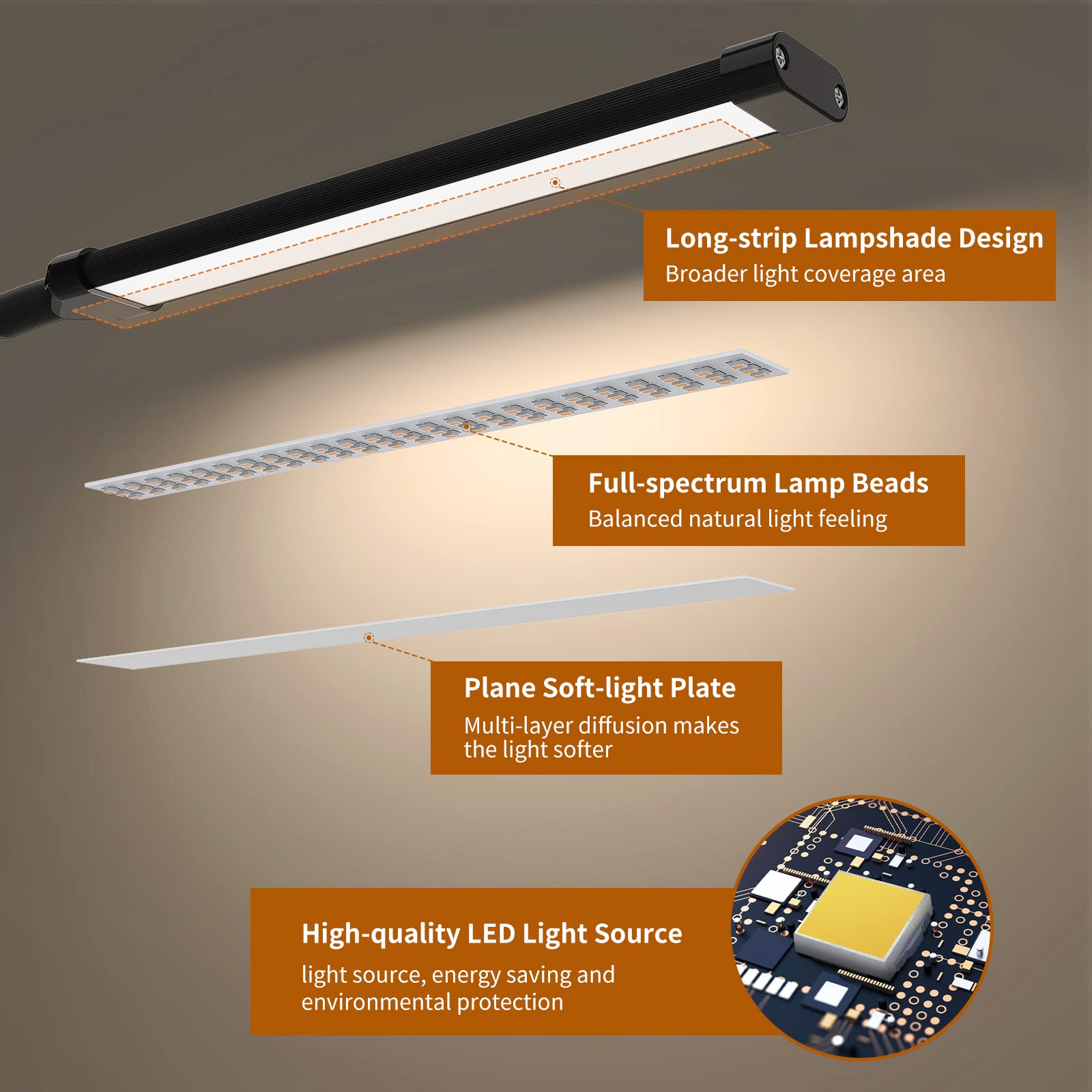 Dimmbare, flexibel LED-schreibtischlampe mit schwanenhals (360 °) zum anbringen, leselicht, augenschonendes usb-klemmlicht, bücherlampe, nachtlicht