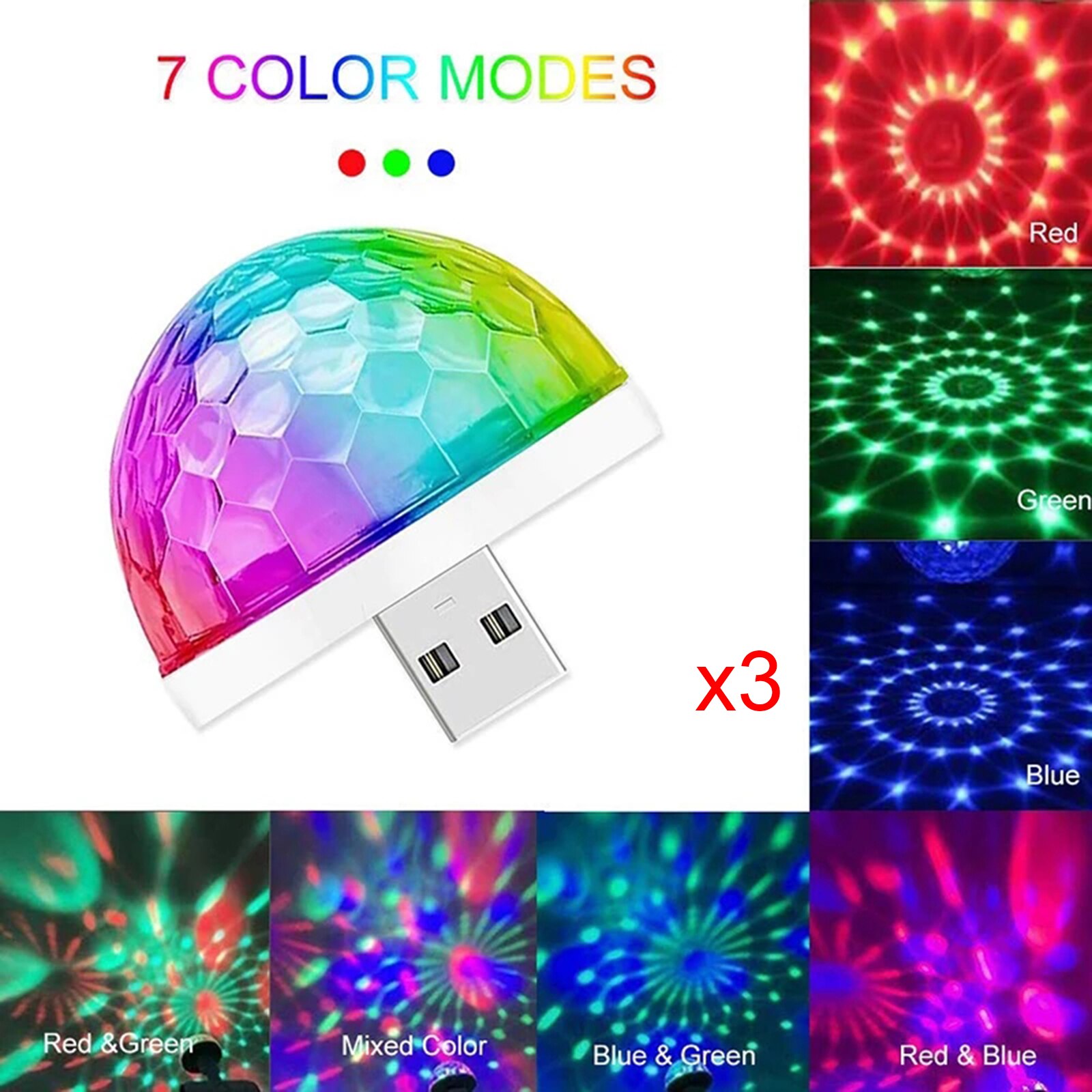 USB Mini Disco Light, Disco Ball Light, LED Car USB Ambient Light, Suitable for Christmas/Halloween/Home Interior, Etc.