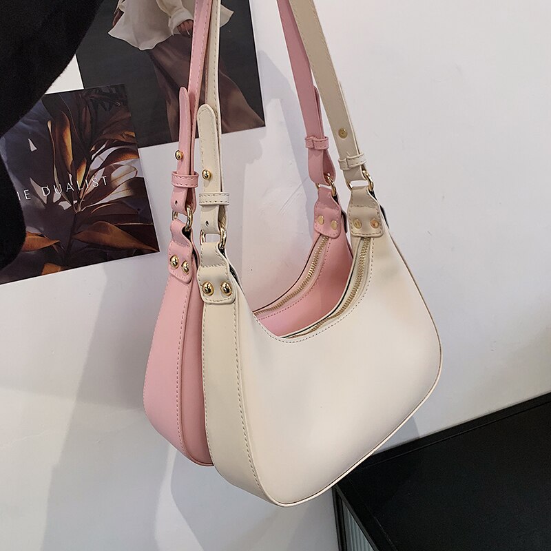 Solid color Square Underarm bag High PU Leather Women's Handbag Luxury brand Large Shoulder Bags