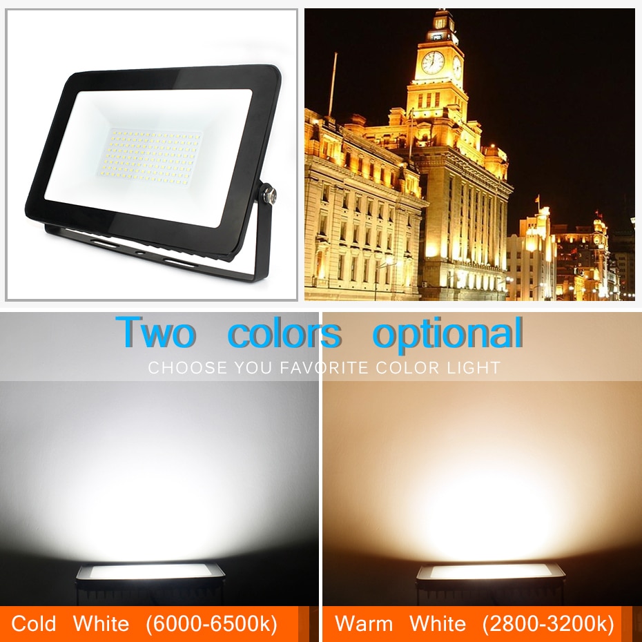 LED Flood Light 10W 30W 50W 100W 150W Floodlight LED Spotlight Outdoor Lighting Projector Reflector Wall Lamp 220V Garden Square