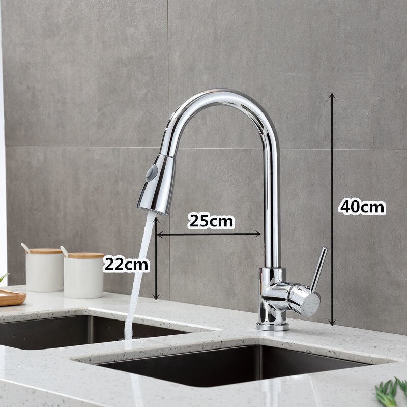 Kitchen Faucets Silver Black Single Handle Pull Out Kitchen Tap Single Hole Handle Swivel 360 Degree Water Mixer Tap Mixer Tap