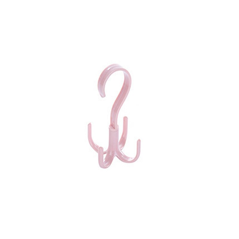 Plastic Hook Family Storage Rotatable Hanger Multi-Functional Load-Bearing Strong S Hook For Kitchen And Bathroom 4 Claws Pink: C13-3