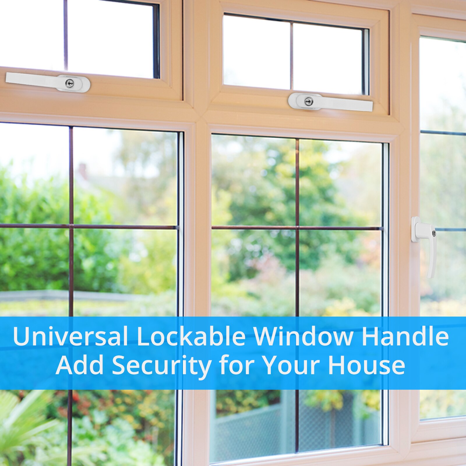 Neoteck 8 Pcs 35MM Safety Window Handles Lockable Keyed Alike Windows Balcony Door Handle White Aluminium Child Safety Lock