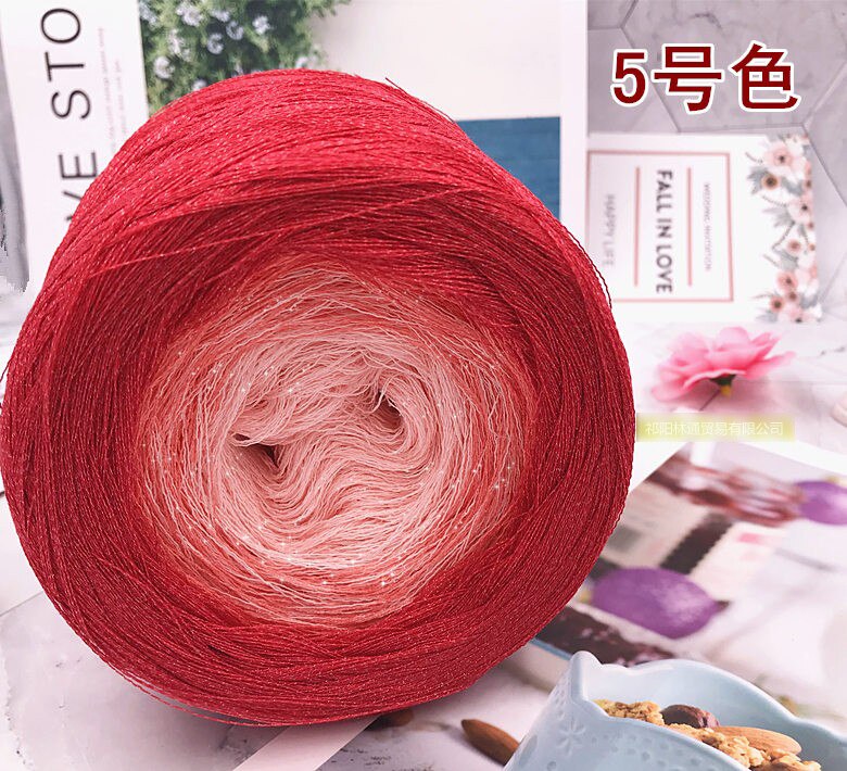 300g tårta bollform virkgarn bomull lin space dye stickgarn ylle linne blandat garn handstickning melerad garn  t52: Färg 5