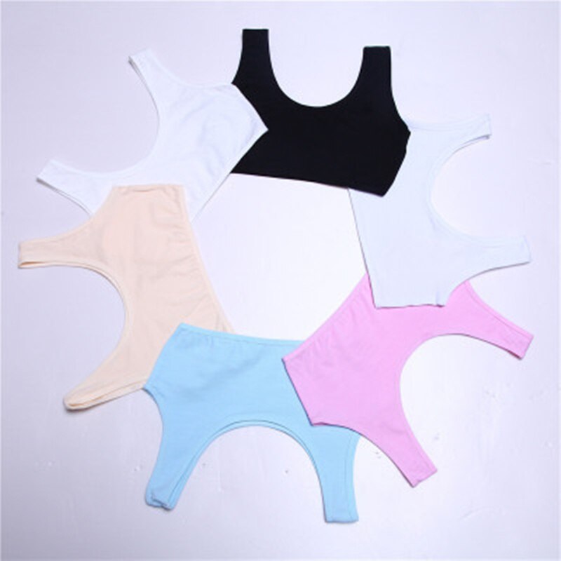 Girls underwear development period students bottoming wide shoulder cotton single layer anti-glare sweat-absorbent sports vest