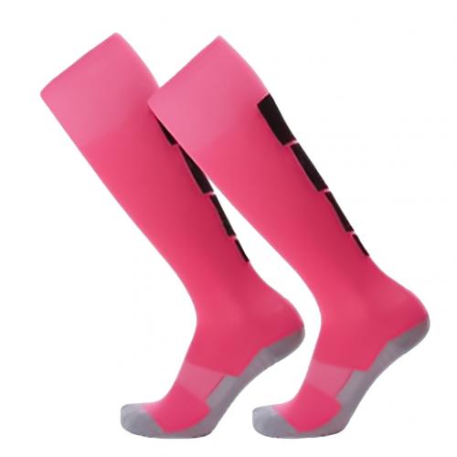 Vuxen andas fotboll fotboll sport träning män sport high tube strumpor: Rosa svart