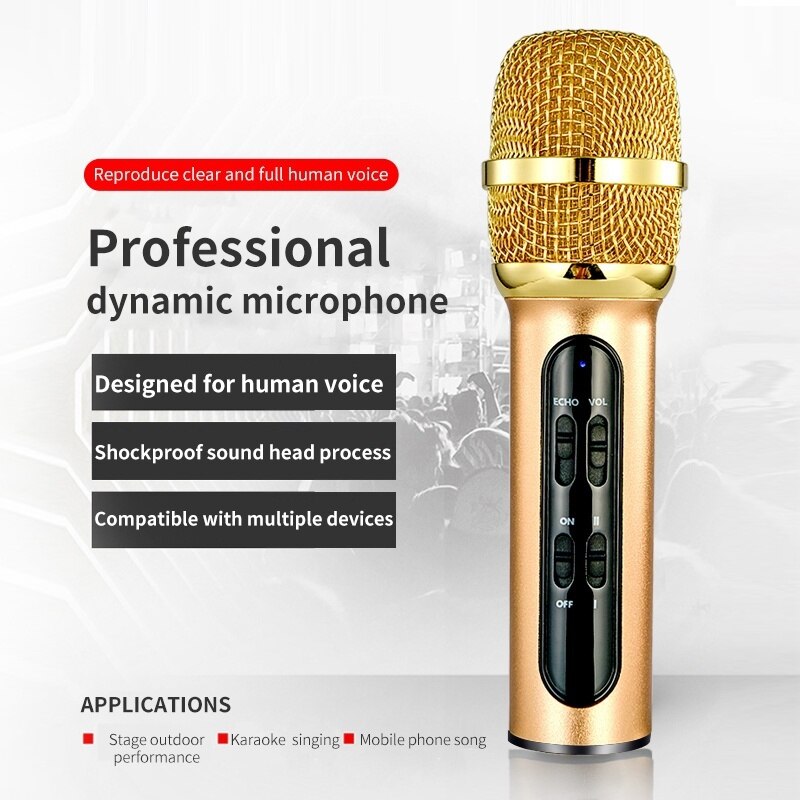 Portable Karaoke Condenser Microphone Live Recording Microfone for Mobile Phone Computer with ECHO Sound Card